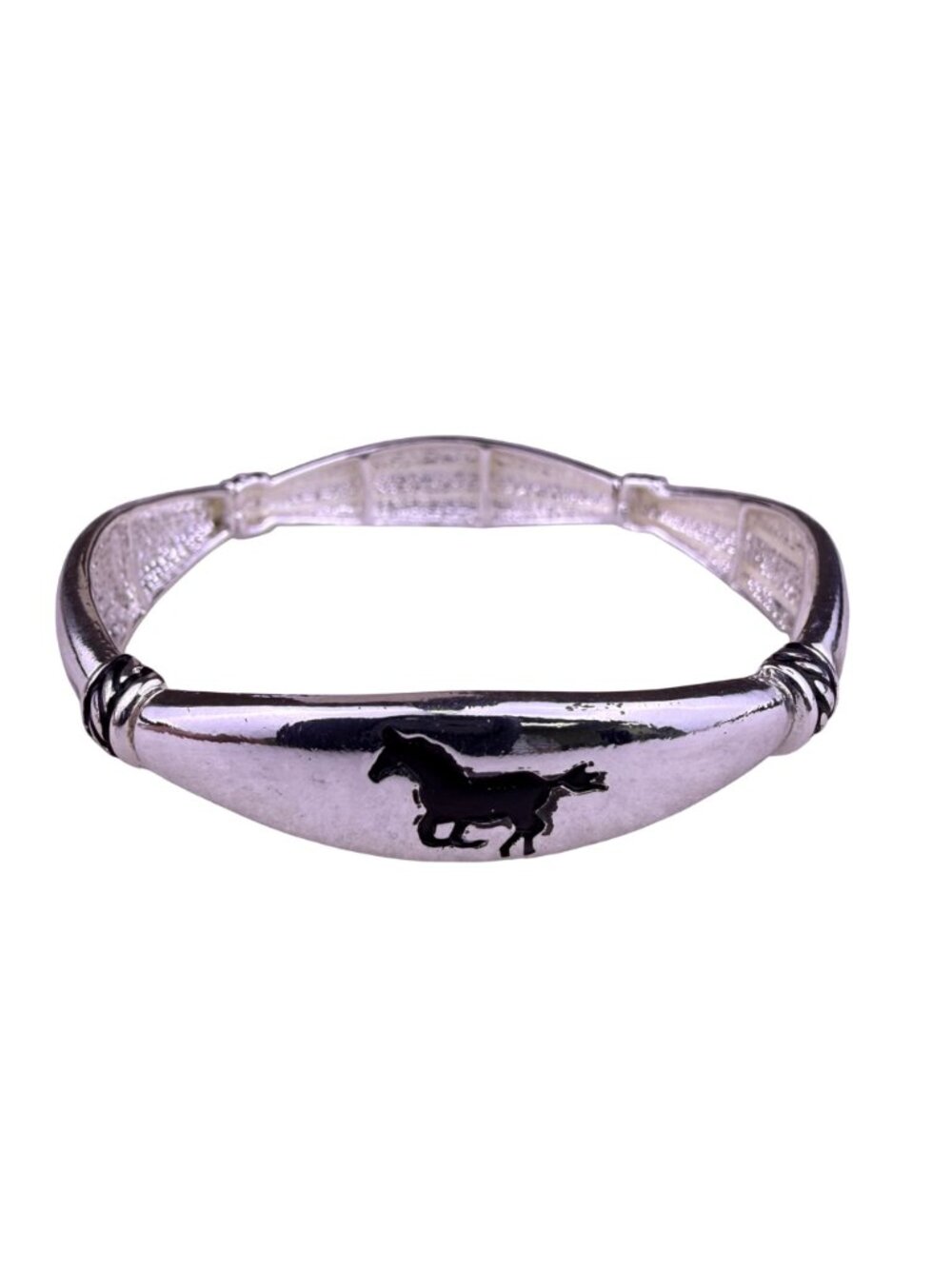 Fashion Leader Womens Silver Tone Equestrian Horse Bangle Bracelet - Picture 2 of 5